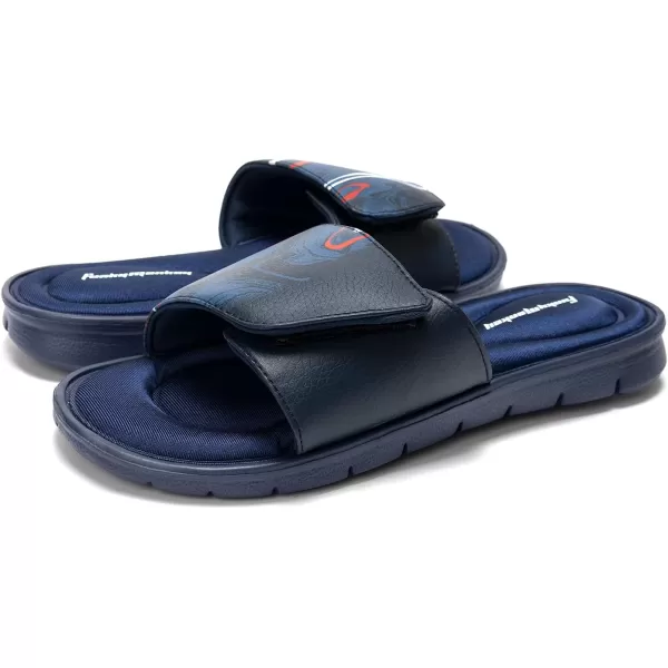 FUNKYMONKEY Memory Foam Sandals for Men, Outdoor Adjustable Comfort Graphic Strap Slide Sandals