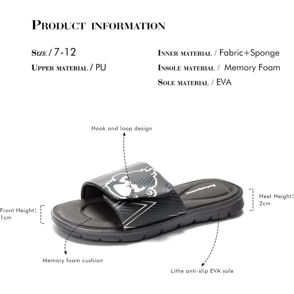 FUNKYMONKEY Memory Foam Sandals for Men, Outdoor Adjustable Comfort Graphic Strap Slide Sandals