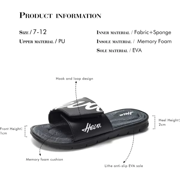 FUNKYMONKEY Memory Foam Sandals for Men, Outdoor Adjustable Comfort Graphic Strap Slide Sandals