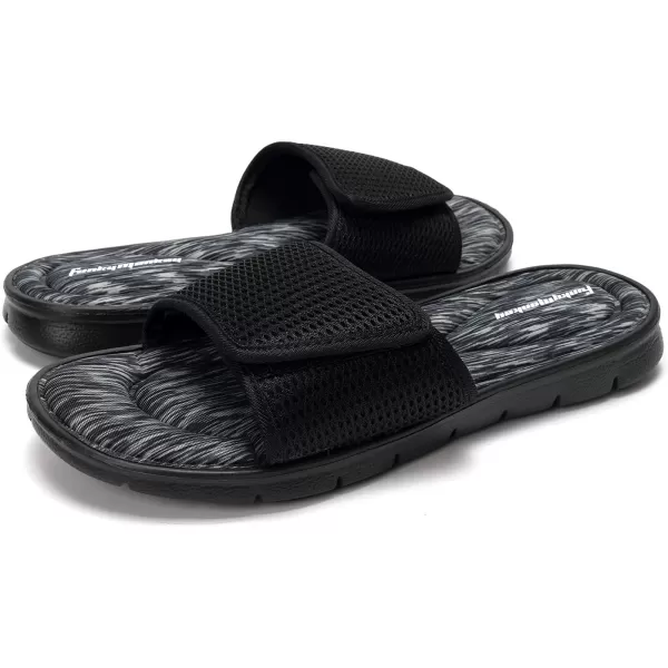 FUNKYMONKEY Memory Foam Sandals for Men, Outdoor Adjustable Comfort Graphic Strap Slide Sandals