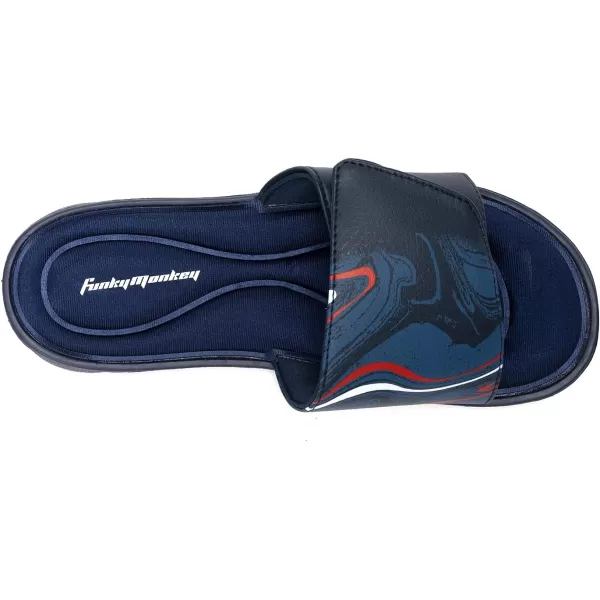 FUNKYMONKEY Memory Foam Sandals for Men, Outdoor Adjustable Comfort Graphic Strap Slide Sandals