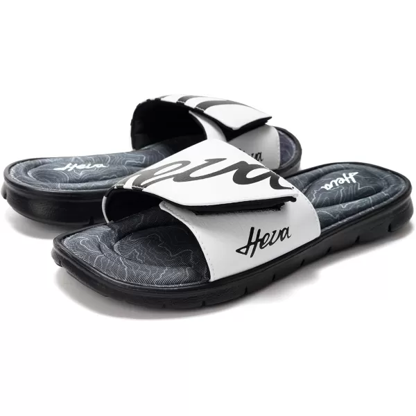 FUNKYMONKEY Memory Foam Sandals for Men, Outdoor Adjustable Comfort Graphic Strap Slide Sandals