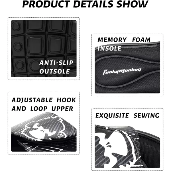 FUNKYMONKEY Memory Foam Sandals for Men, Outdoor Adjustable Comfort Graphic Strap Slide Sandals