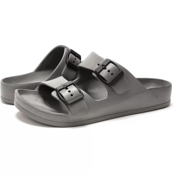 FUNKYMONKEY Men's Comfort Slides Double Buckle Adjustable EVA Flat Sandals