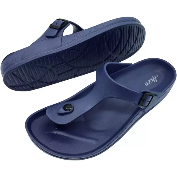 FUNKYMONKEY Men's Comfort Slides Double Buckle Adjustable EVA Flat Sandals