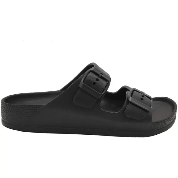 FUNKYMONKEY Men's Comfort Slides Double Buckle Adjustable EVA Flat Sandals