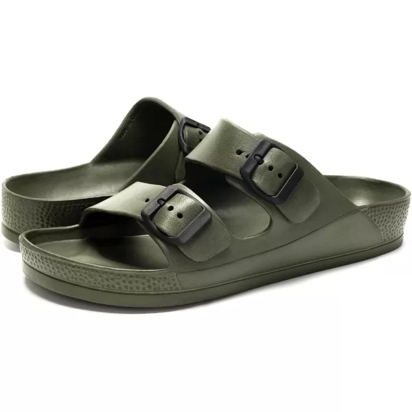 FUNKYMONKEY Men's Comfort Slides Double Buckle Adjustable EVA Flat Sandals