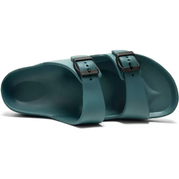 FUNKYMONKEY Men's Comfort Slides Double Buckle Adjustable EVA Flat Sandals