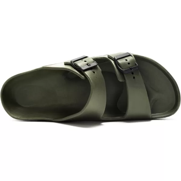 FUNKYMONKEY Men's Comfort Slides Double Buckle Adjustable EVA Flat Sandals