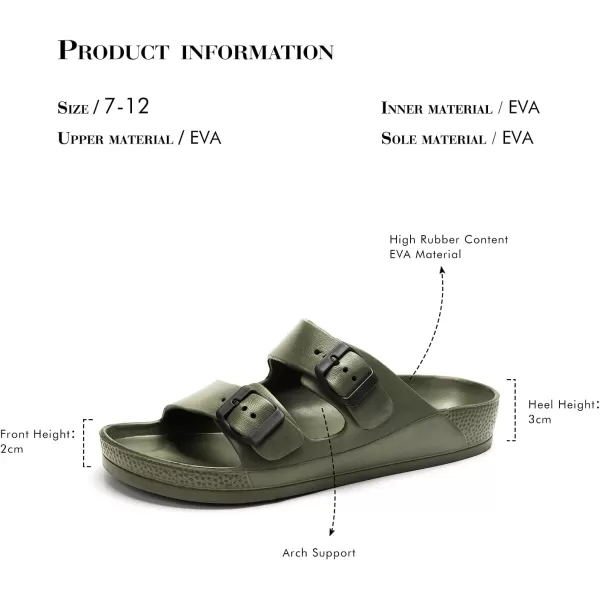 FUNKYMONKEY Men's Comfort Slides Double Buckle Adjustable EVA Flat Sandals