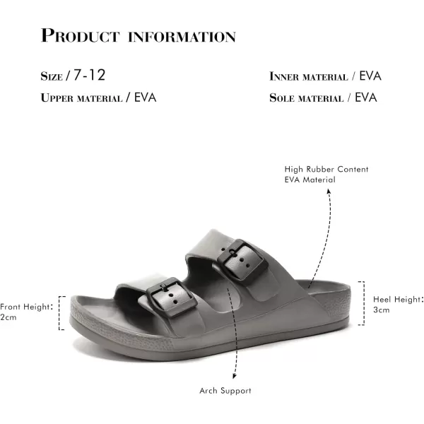 FUNKYMONKEY Men's Comfort Slides Double Buckle Adjustable EVA Flat Sandals