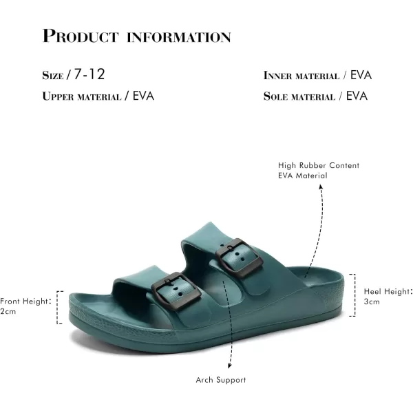 FUNKYMONKEY Men's Comfort Slides Double Buckle Adjustable EVA Flat Sandals