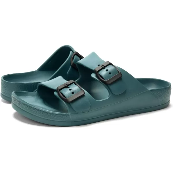 FUNKYMONKEY Men's Comfort Slides Double Buckle Adjustable EVA Flat Sandals