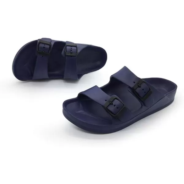 FUNKYMONKEY Men's Comfort Slides Double Buckle Adjustable EVA Flat Sandals