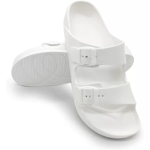 FUNKYMONKEY Men's Comfort Slides Double Buckle Adjustable EVA Flat Sandals