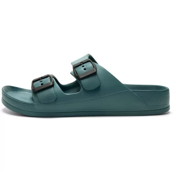 FUNKYMONKEY Men's Comfort Slides Double Buckle Adjustable EVA Flat Sandals
