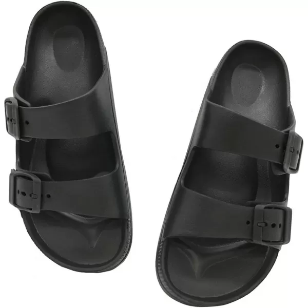 FUNKYMONKEY Men's Comfort Slides Double Buckle Adjustable EVA Flat Sandals