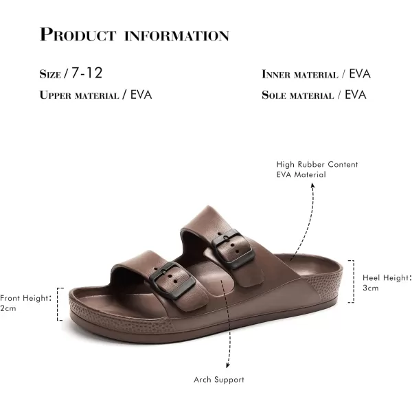 FUNKYMONKEY Men's Comfort Slides Double Buckle Adjustable EVA Flat Sandals
