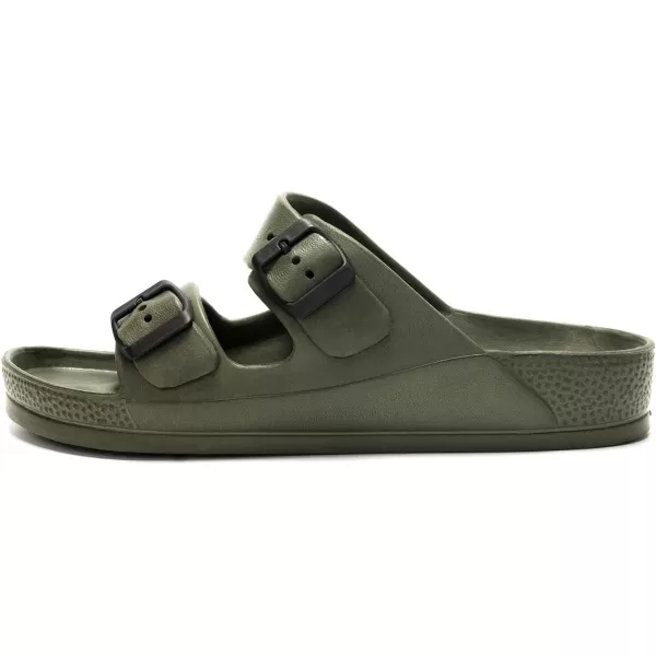 FUNKYMONKEY Men's Comfort Slides Double Buckle Adjustable EVA Flat Sandals