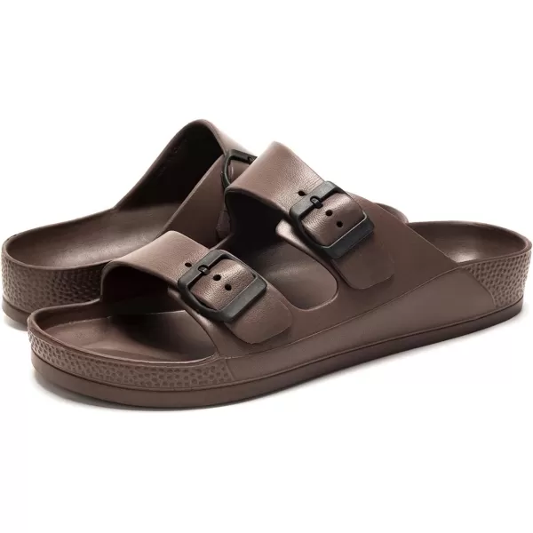 FUNKYMONKEY Men's Comfort Slides Double Buckle Adjustable EVA Flat Sandals