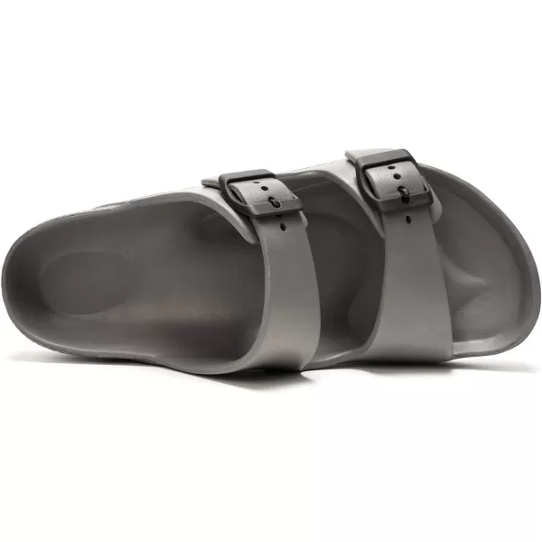 FUNKYMONKEY Men's Comfort Slides Double Buckle Adjustable EVA Flat Sandals