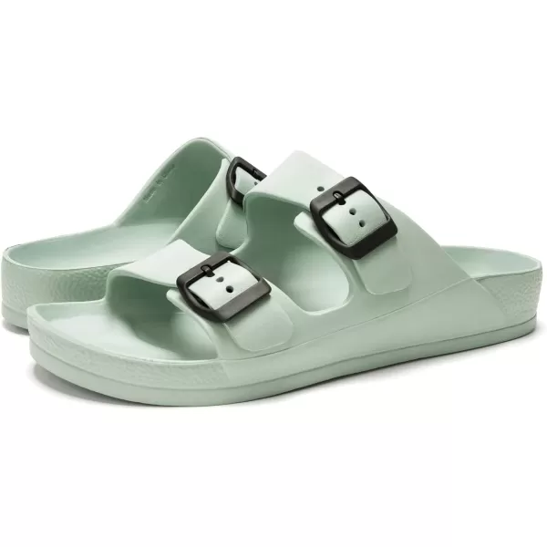 FUNKYMONKEY Men's Comfort Slides Double Buckle Adjustable EVA Flat Sandals