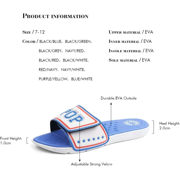 FUNKYMONKEY Men's Slide Sandals with Adjustable Upper and Comfort Quick-Dry Footbed Beach Shower Slippers