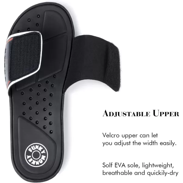 FUNKYMONKEY Men's Slide Sandals with Adjustable Upper and Comfort Quick-Dry Footbed Beach Shower Slippers