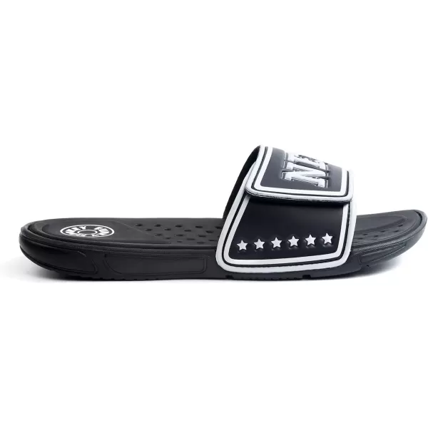 FUNKYMONKEY Men's Slide Sandals with Adjustable Upper and Comfort Quick-Dry Footbed Beach Shower Slippers