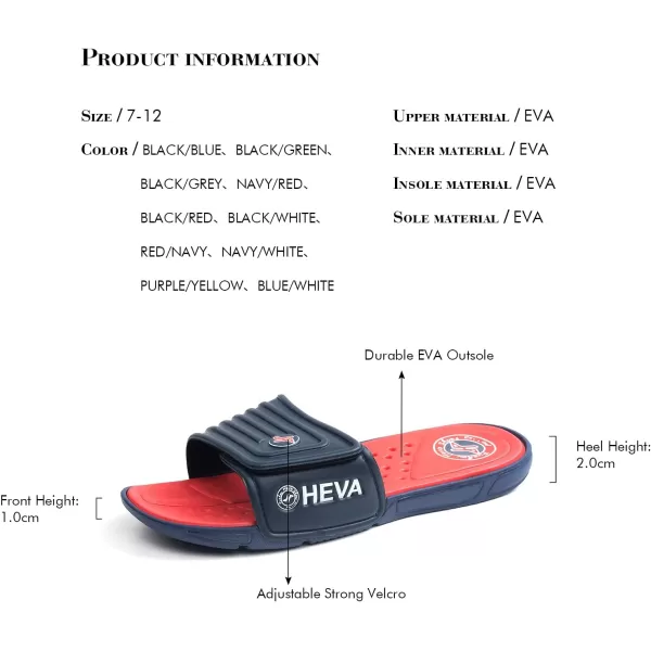 FUNKYMONKEY Men's Slide Sandals with Adjustable Upper and Comfort Quick-Dry Footbed Beach Shower Slippers