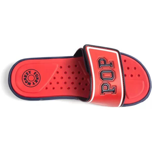 FUNKYMONKEY Men's Slide Sandals with Adjustable Upper and Comfort Quick-Dry Footbed Beach Shower Slippers