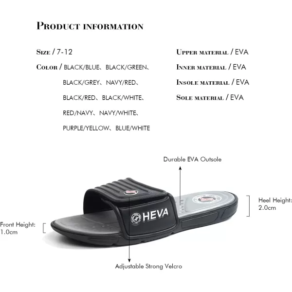 FUNKYMONKEY Men's Slide Sandals with Adjustable Upper and Comfort Quick-Dry Footbed Beach Shower Slippers