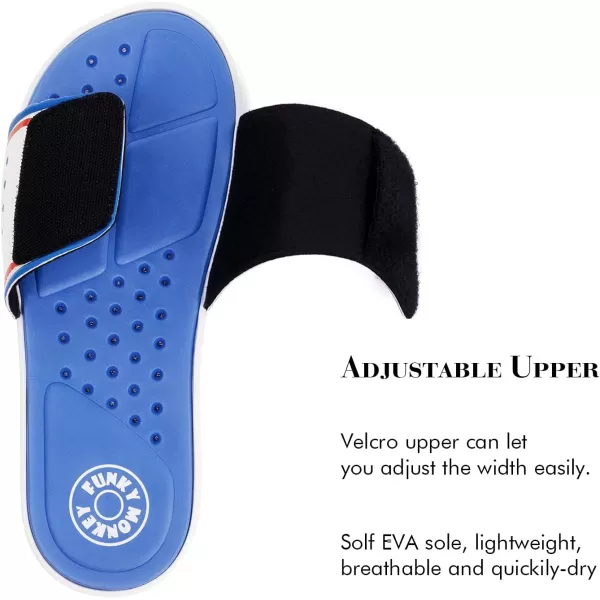 FUNKYMONKEY Men's Slide Sandals with Adjustable Upper and Comfort Quick-Dry Footbed Beach Shower Slippers