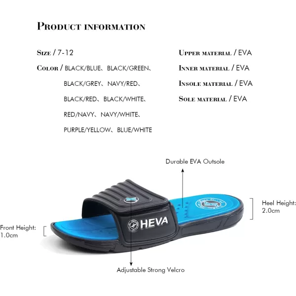 FUNKYMONKEY Men's Slide Sandals with Adjustable Upper and Comfort Quick-Dry Footbed Beach Shower Slippers