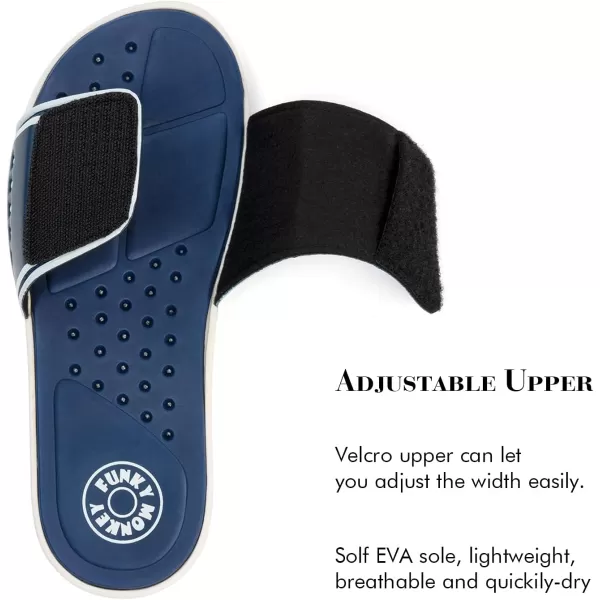 FUNKYMONKEY Men's Slide Sandals with Adjustable Upper and Comfort Quick-Dry Footbed Beach Shower Slippers