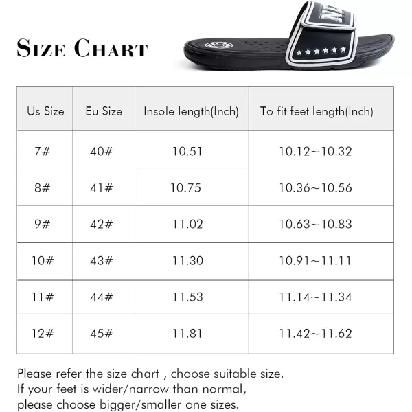 FUNKYMONKEY Men's Slide Sandals with Adjustable Upper and Comfort Quick-Dry Footbed Beach Shower Slippers