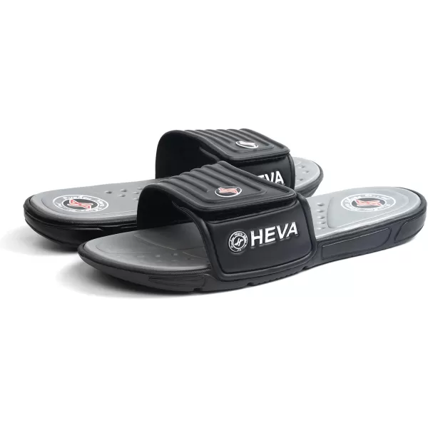 FUNKYMONKEY Men's Slide Sandals with Adjustable Upper and Comfort Quick-Dry Footbed Beach Shower Slippers