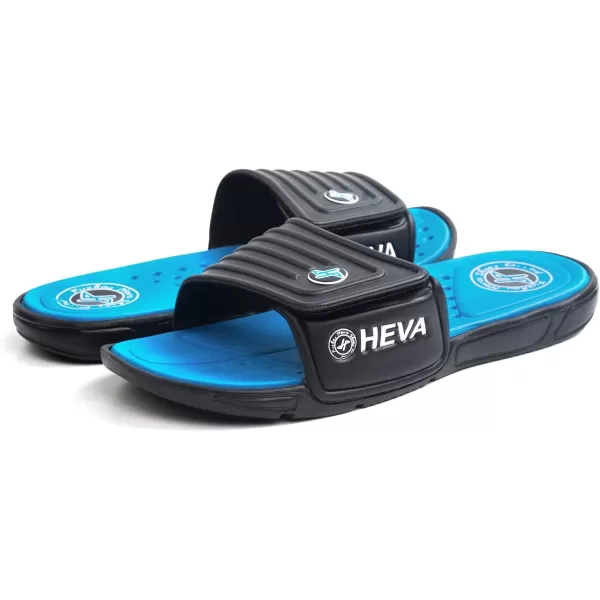 FUNKYMONKEY Men's Slide Sandals with Adjustable Upper and Comfort Quick-Dry Footbed Beach Shower Slippers