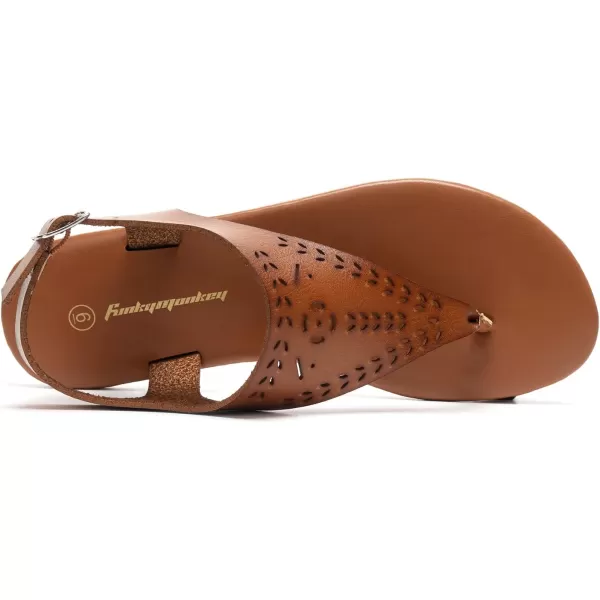 FUNKYMONKEY Thong Flat Sandals, Women's Casual T-Strap and Adjustable Ankle Buckle for Summer Beach Sandals