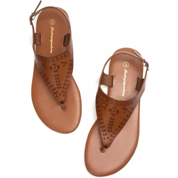 FUNKYMONKEY Thong Flat Sandals, Women's Casual T-Strap and Adjustable Ankle Buckle for Summer Beach Sandals