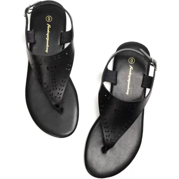 FUNKYMONKEY Thong Flat Sandals, Women's Casual T-Strap and Adjustable Ankle Buckle for Summer Beach Sandals