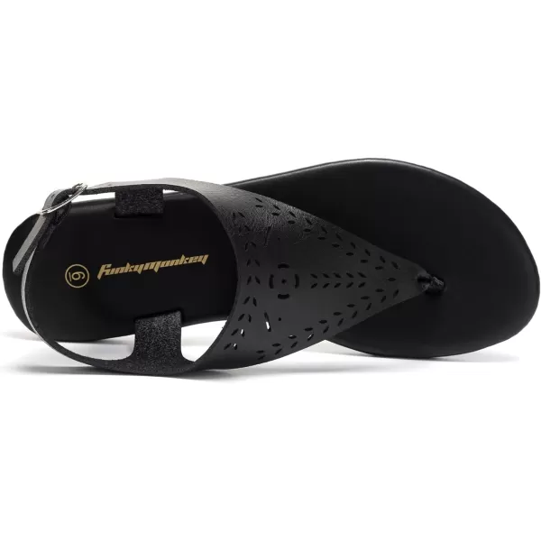 FUNKYMONKEY Thong Flat Sandals, Women's Casual T-Strap and Adjustable Ankle Buckle for Summer Beach Sandals