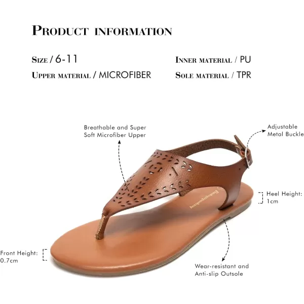 FUNKYMONKEY Thong Flat Sandals, Women's Casual T-Strap and Adjustable Ankle Buckle for Summer Beach Sandals