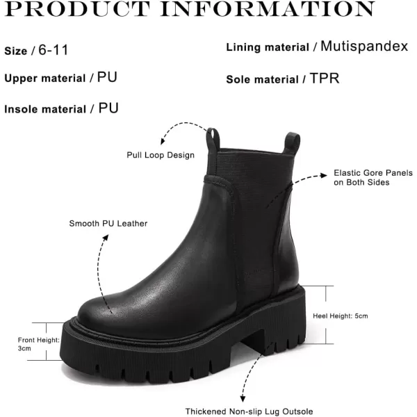 FUNKYMONKEY Women's Chelsea Boot Lug Sole Mid Heel Fashion Ankle Bootie