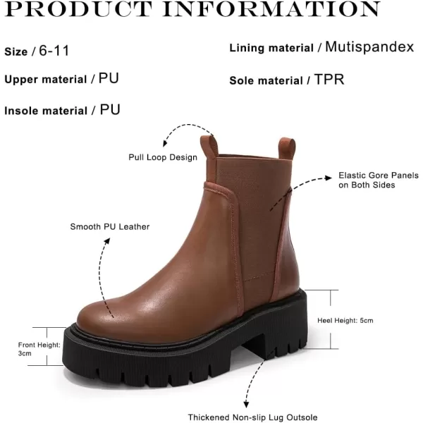 FUNKYMONKEY Women's Chelsea Boot Lug Sole Mid Heel Fashion Ankle Bootie