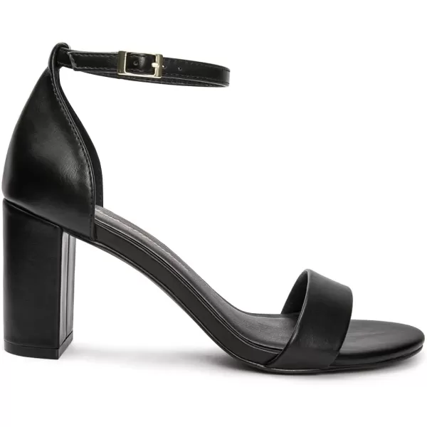 FUNKYMONKEY Women's Chunky High Heels Sandals,Two Strap Open Toe Ankle Strap Heeled Sandal,Party Wedding Strappy Buckle Sandals