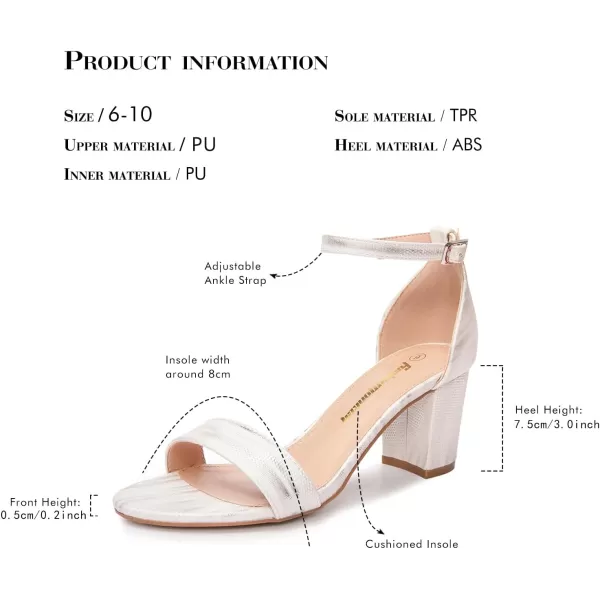 FUNKYMONKEY Women's Chunky High Heels Sandals,Two Strap Open Toe Ankle Strap Heeled Sandal,Party Wedding Strappy Buckle Sandals