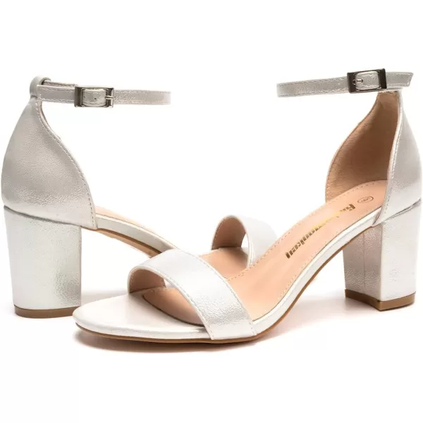 FUNKYMONKEY Women's Chunky High Heels Sandals,Two Strap Open Toe Ankle Strap Heeled Sandal,Party Wedding Strappy Buckle Sandals