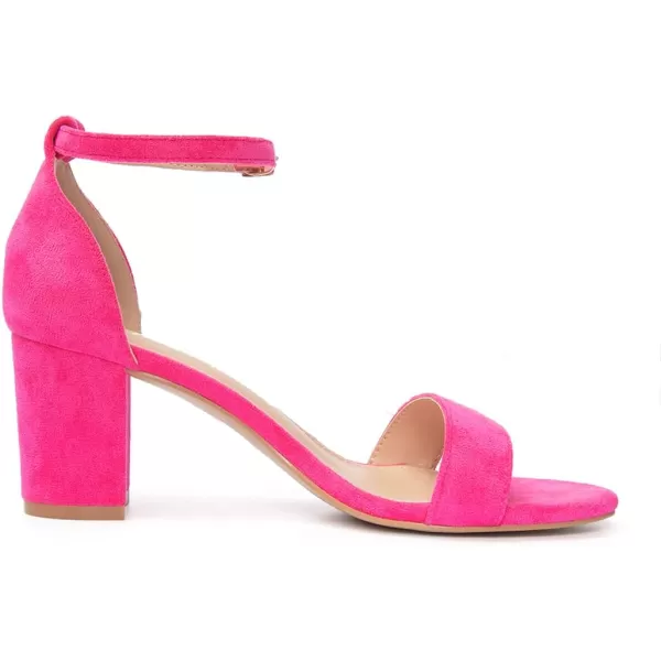 FUNKYMONKEY Women's Chunky High Heels Sandals,Two Strap Open Toe Ankle Strap Heeled Sandal,Party Wedding Strappy Buckle Sandals