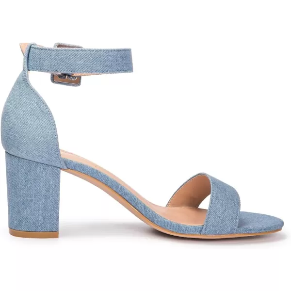 FUNKYMONKEY Women's Chunky High Heels Sandals,Two Strap Open Toe Ankle Strap Heeled Sandal,Party Wedding Strappy Buckle Sandals